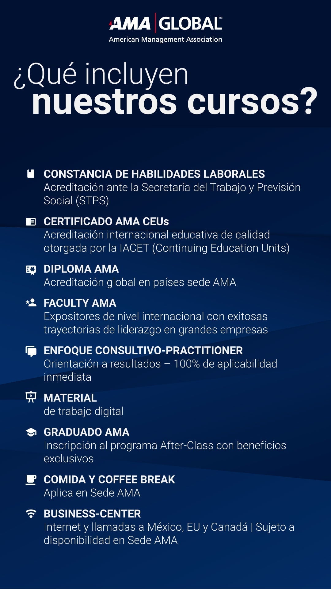AMA Training | 7 Horas. Formato presencial y/o live-online 100% en vivo