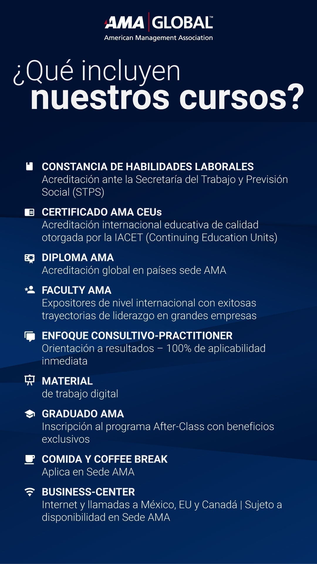 AMA Training | 21 Horas. Formato presencial y/o live-online 100% en vivo